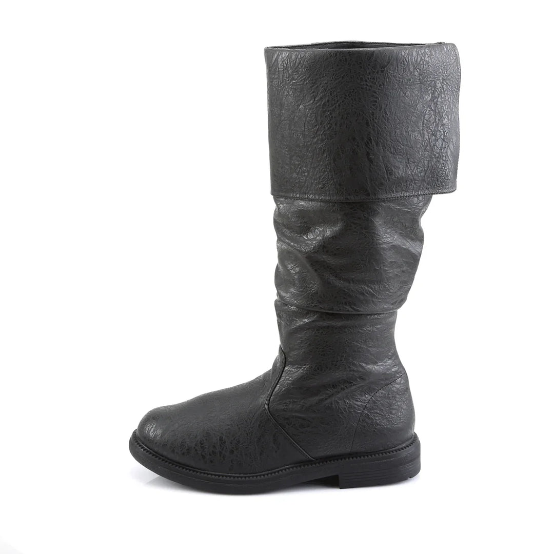 Comfortabele kniehoge heren laarzen met unieke denimprint. Trendy schoenen voor lente, herfst en winter.