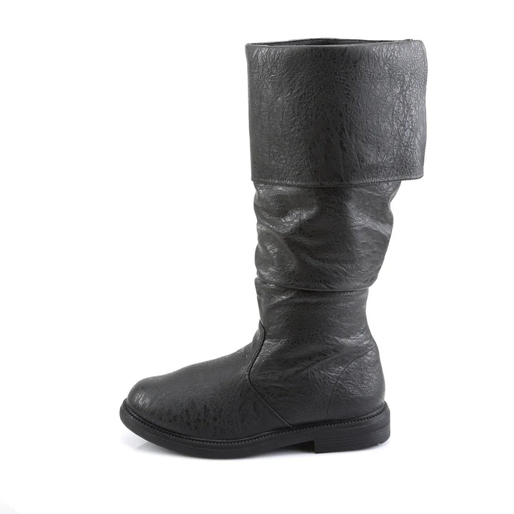 Comfortabele kniehoge heren laarzen met unieke denimprint. Trendy schoenen voor lente, herfst en winter.