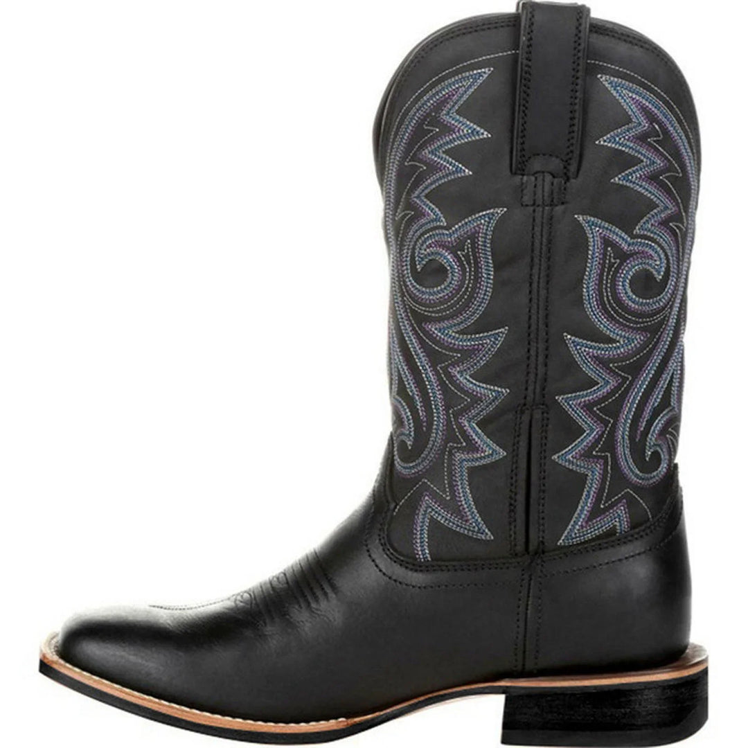 Heren robuuste enkelboots in western cowboy stijl, comfortabele modieuze bruine laarzen voor lente/herfst.