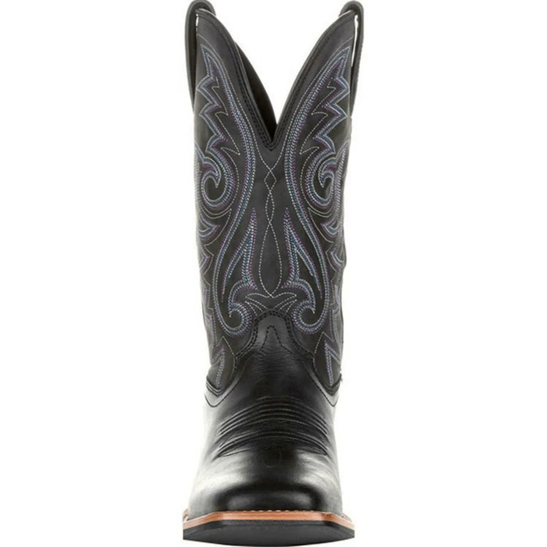 Zwarte heren cowboy laarzen, robuuste en stijlvolle enkelboots met westernstijl, comfortabel voor de man.