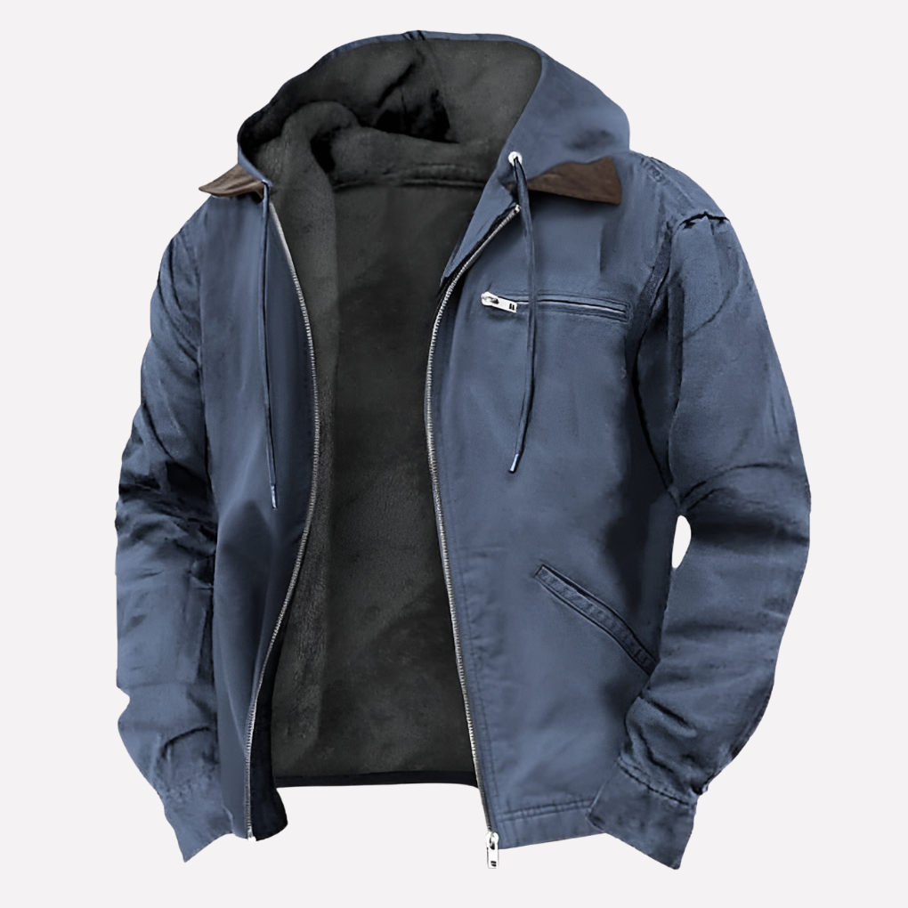 Heren hoodie jas met ritszakken, perfect voor een comfortabele en functionele dagelijkse outdoor stijl.