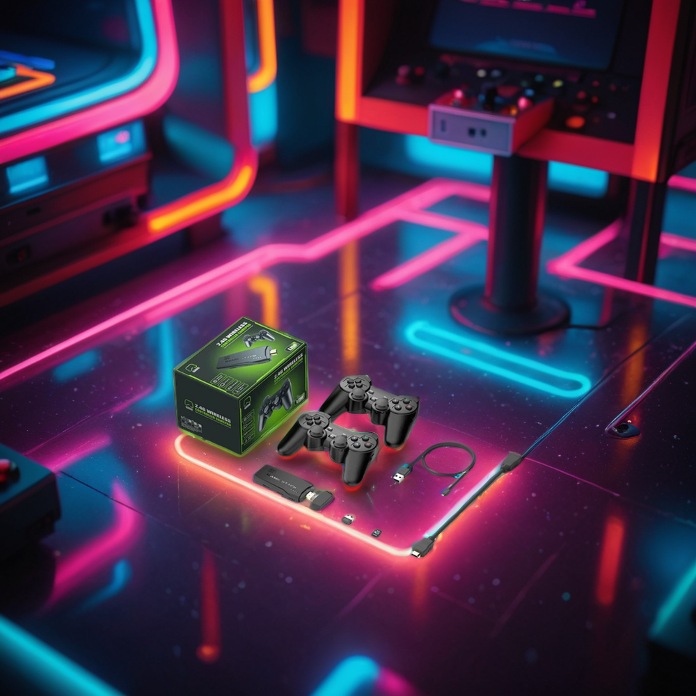 GamePort retro gaming console, plug & play voor familieplezier met 20.000 klassieke arcade videogames.