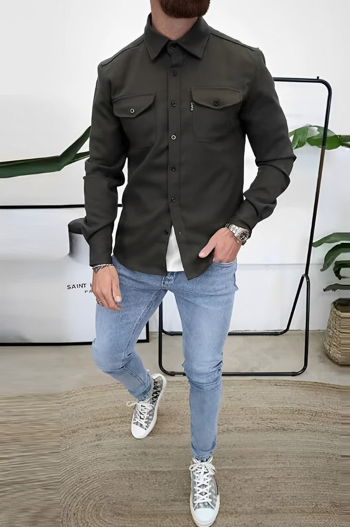 Heren overhemd met lange mouwen, comfortabel en stijlvol, ideaal voor een relaxte look en diverse settings.