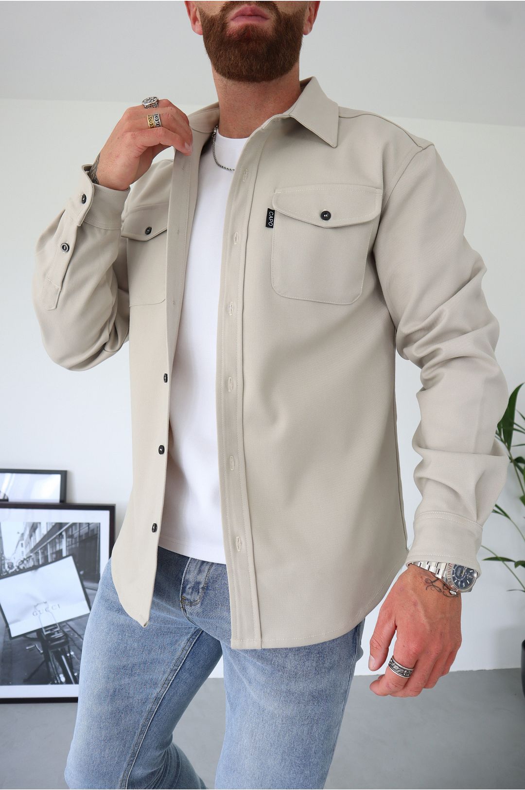 Heren casual overhemd met lange mouwen, comfortabel en stijlvol voor dagelijkse mode en diverse gelegenheden.