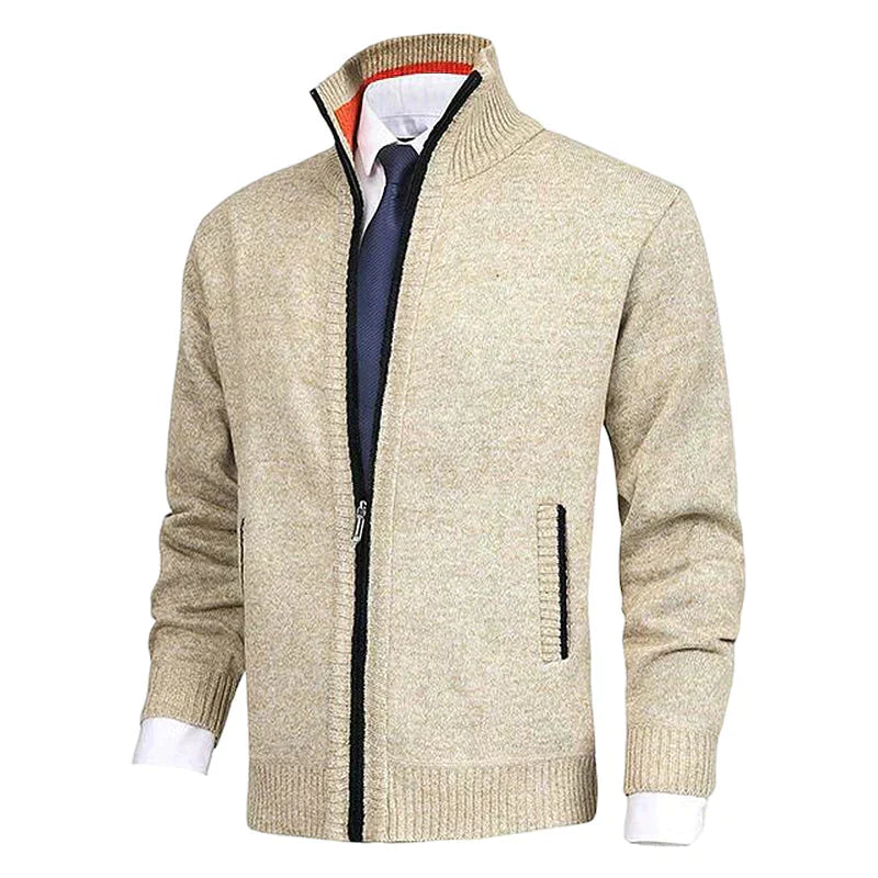 Comfortabel gebreid heren vest met rits, ideaal als warm wintervest of casual bovenkleding.