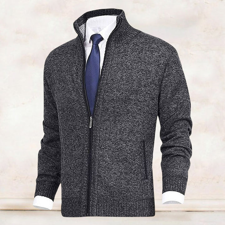 Trendy herenvest met rits, fijn gebreid, biedt warmte en comfort, perfect voor casual outfits.
