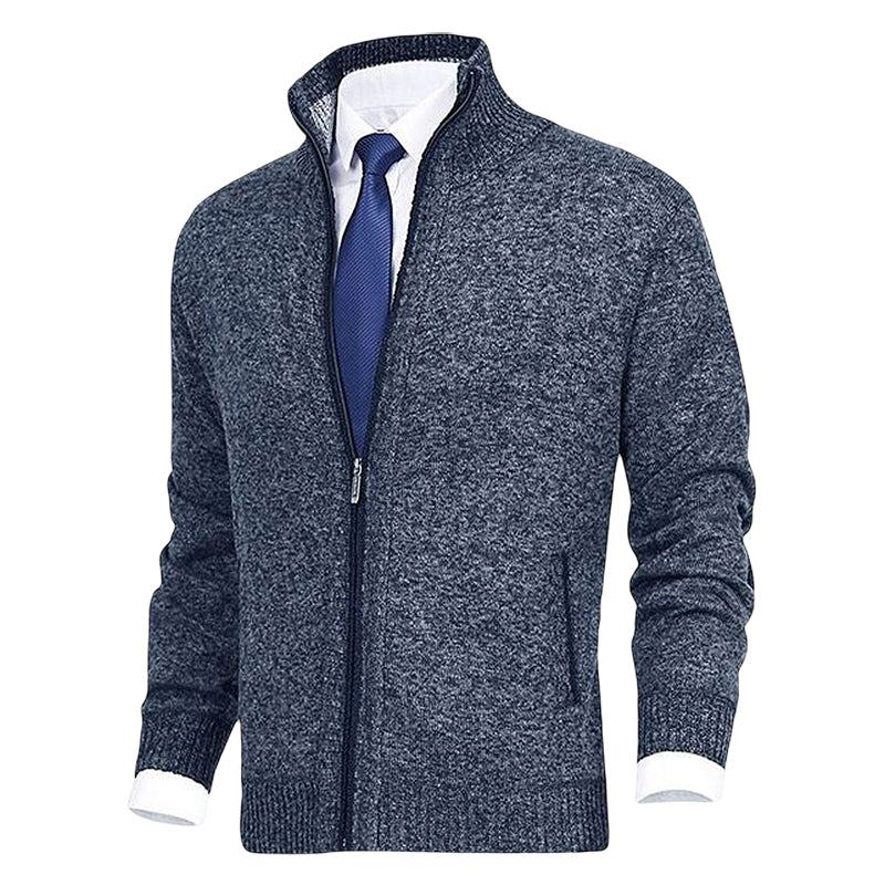 Modern gebreid herenvest Theo met rits, comfortabel en warm, ideaal als stijlvolle bovenkleding.