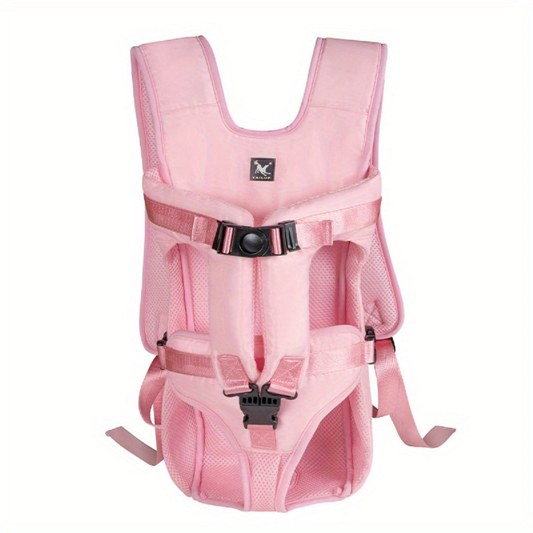 Ergonomische voordrager hondenrugzak voor kleine tot middelgrote honden, perfect voor stedentrips en korte wandelingen.