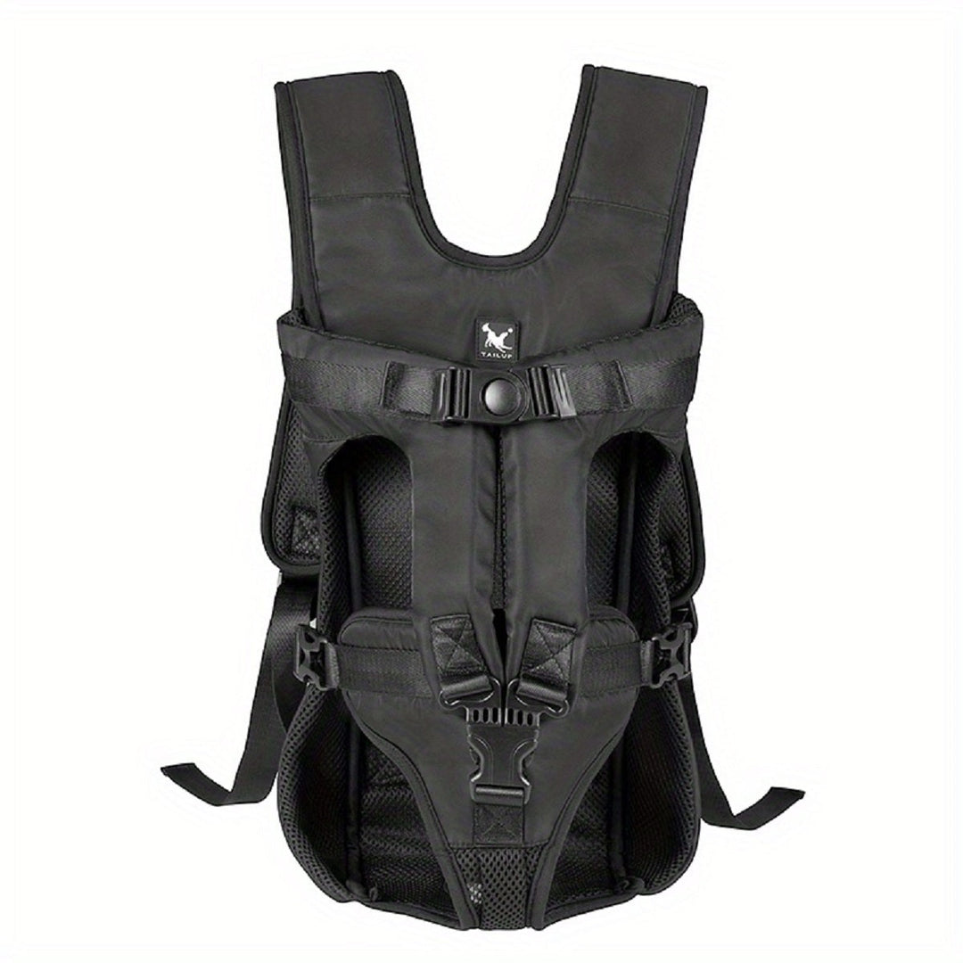 Stevige achterdrager hondenrugzak, ideaal voor langere wandelingen. Comfortabel en veilig voor je huisdier en jezelf.