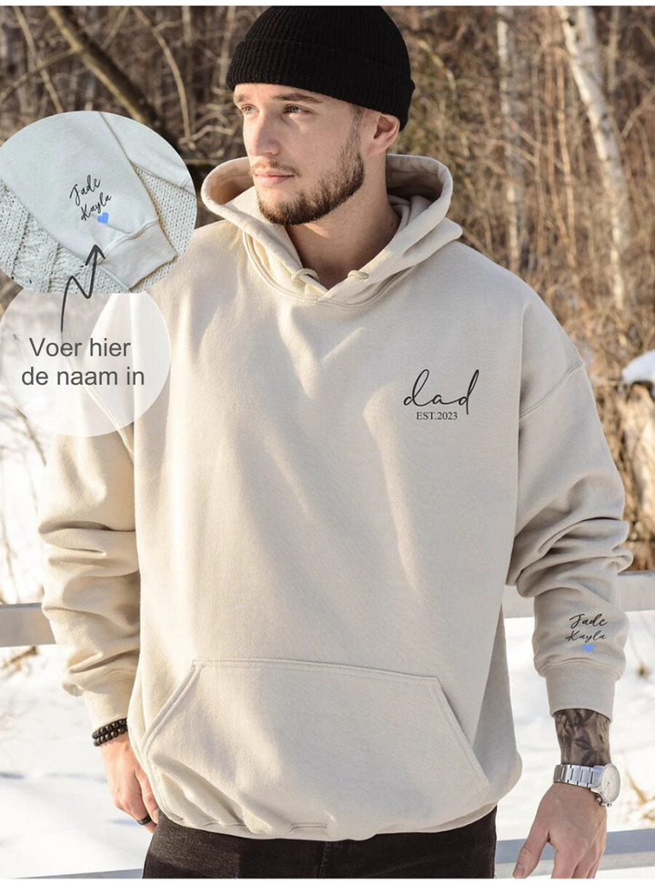 Gepersonaliseerd Vaderdag T-shirt voor heren, comfortabel katoen, met unieke opdruk. Perfect als cadeau.