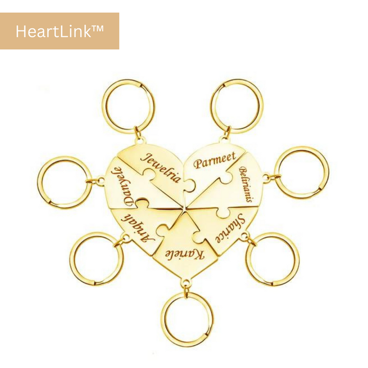 Gepersonaliseerde hart puzzel sleutelhanger van roestvrijstaal, perfect als cadeau voor geliefden of vrienden.