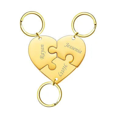 Unieke gepersonaliseerde hart puzzel sleutelhanger, perfect als vriendschaps- of familie cadeau.