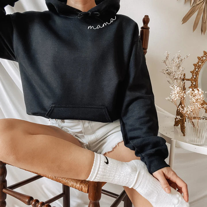 Custom kleding: bedrukte hoodie met tekst, persoonlijk cadeau voor ouders.