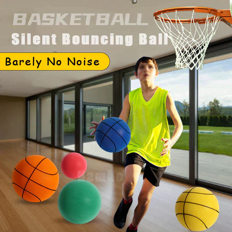 Oranje geruisloze schuimbal, ideaal voor rustige binnensport en basketbaltraining zonder geluidsoverlast.