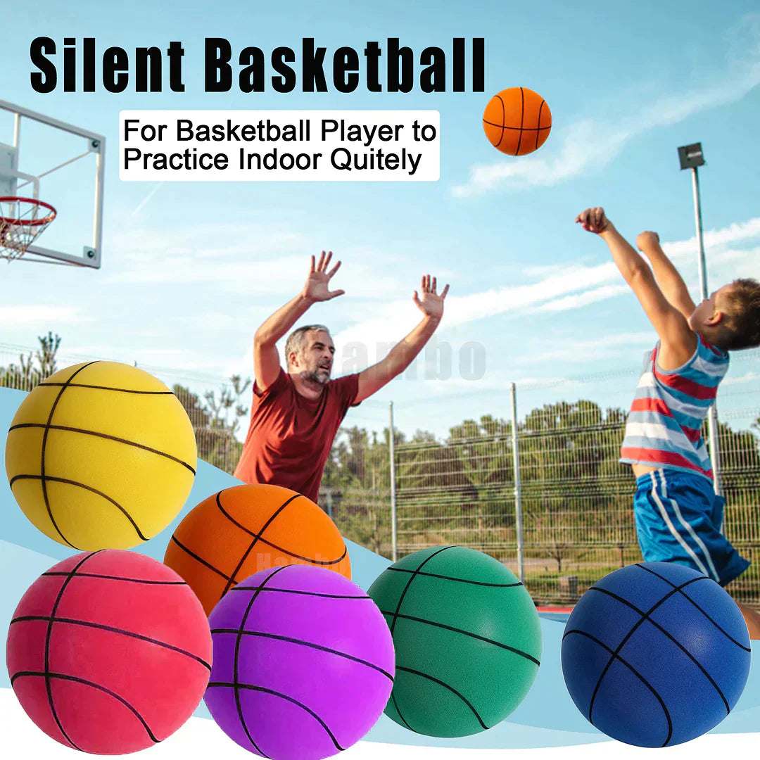 Kinderen spelen stil met geruisloze schuim basketbal; perfect voor indoor oefeningen en dribbelen thuis.