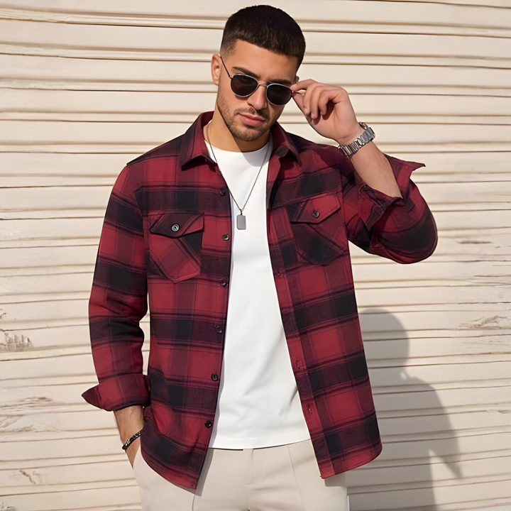 Geruit heren overhemd met lange mouwen, ideaal voor casual comfort en dagelijkse stijl.