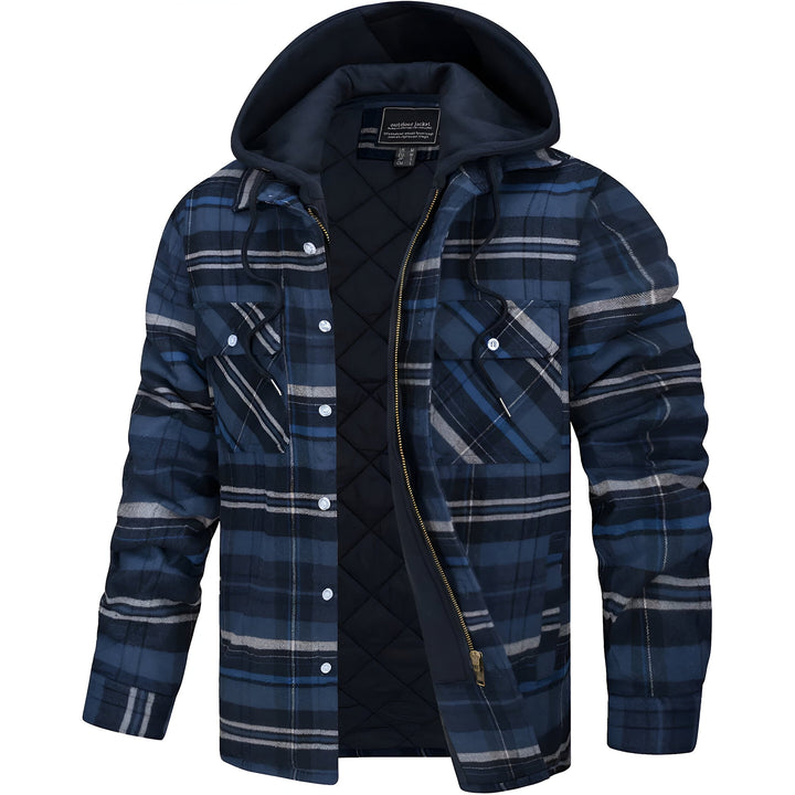 Warme geruite jas voor heren met capuchon. Comfortabele casual bovenkleding, perfect voor de koudere maanden.