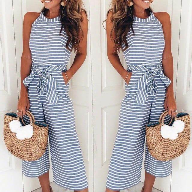 Comfortabel gestreept dames jumpsuit met luchtige stof, perfect als vrijetijdskleding voor de zomer.