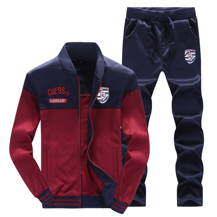 Rood en blauw sportief baseball heren trainingspak