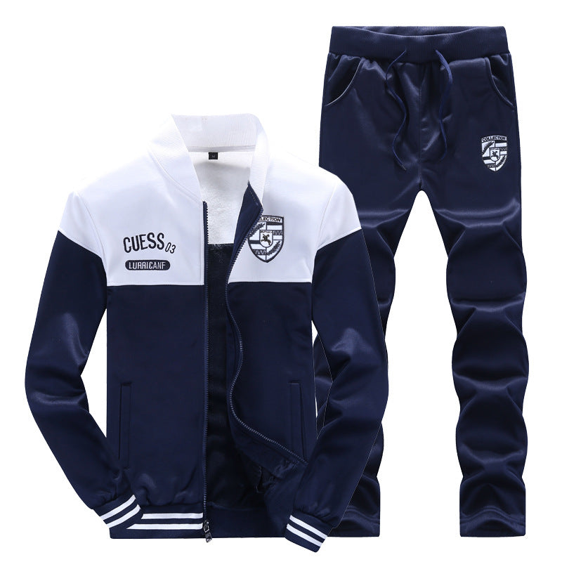 Blauw en wit sportief baseball heren trainingspak
