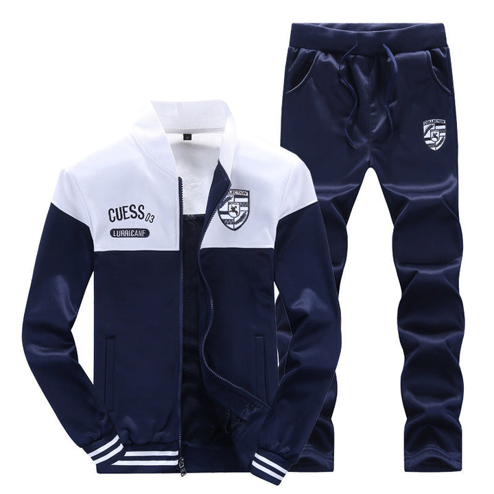 Blauw en wit sportief baseball heren trainingspak