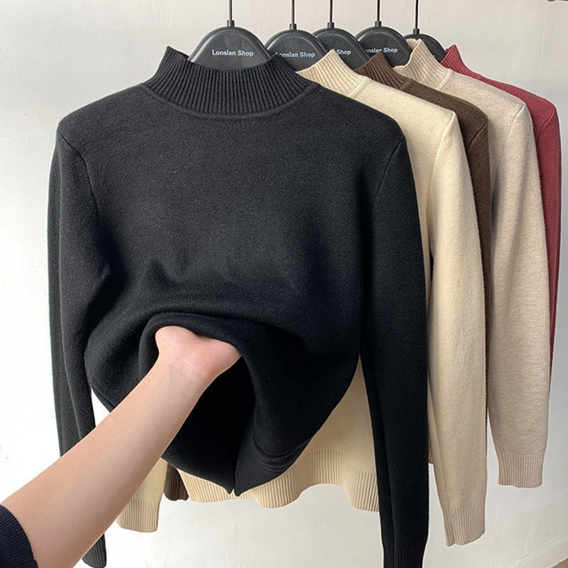 Warme gevoerde damessweater met zachte voering, perfecte winterkleding voor koude dagen.