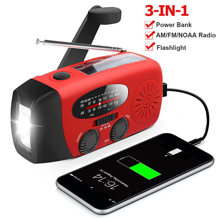 Draagbare noodradio, lichtgewicht en compact. Essentieel onderdeel van elke noodkit of survivaluitrusting.