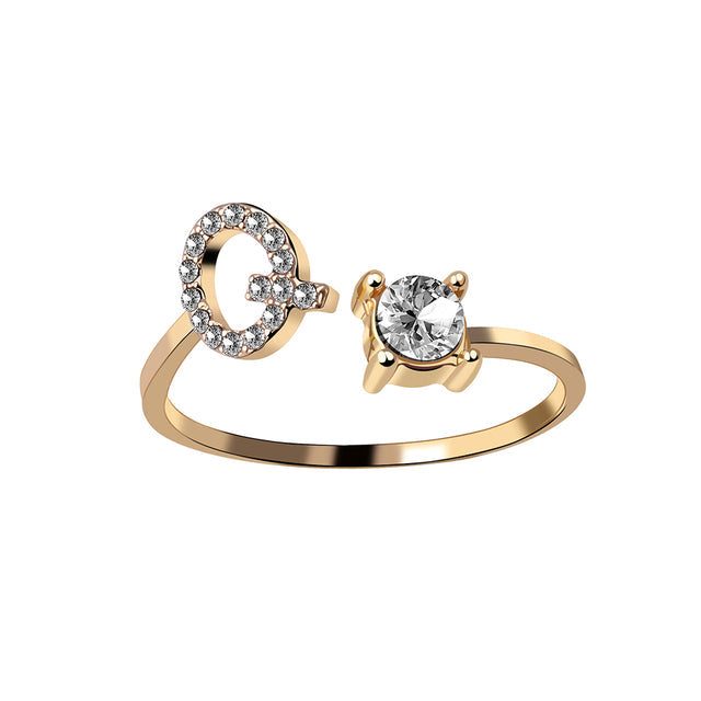 Gouden initialenring X, verstelbaar, modern sieraad, perfect cadeau.