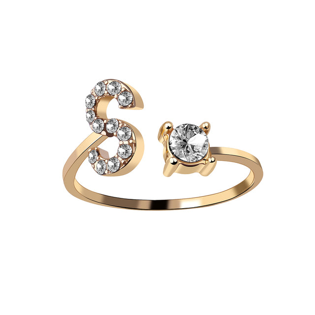 Gepersonaliseerde letterring Z in goud, verstelbaar RVS, tijdloos sieraad.