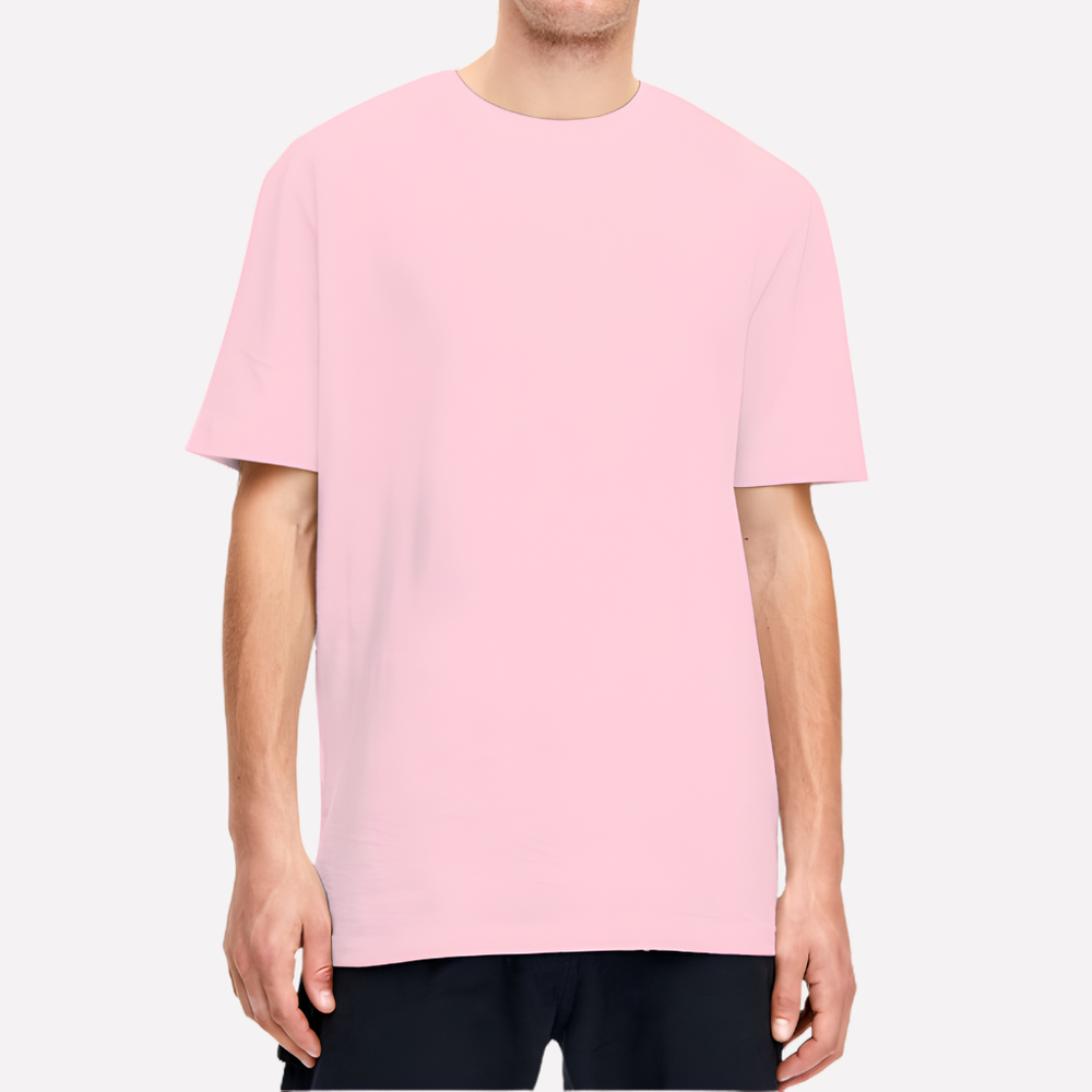 Roze comfortabel unisex t-shirt met korte mouwen, een veelzijdig basisstuk voor elke dag.