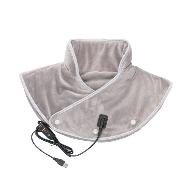 Grijs verwarmde nek- en schoudermassageband voor diepe spierontspanning en pijnverlichting.