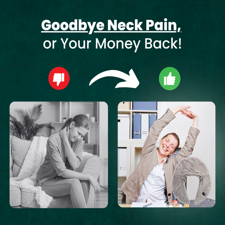 Ergonomische grijze schouder- en nekmassageband biedt ontspanning en warmte voor thuiswellness.
