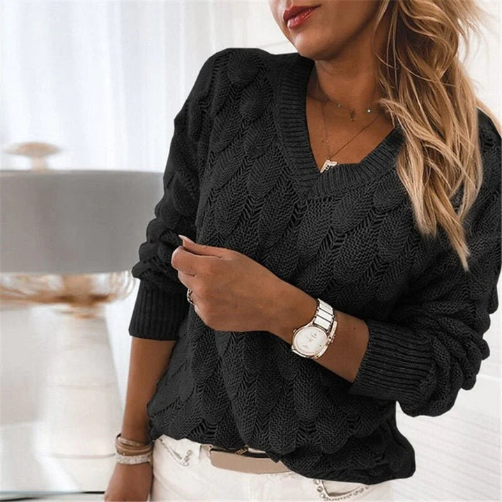 Blauwe DoortjesSweater dames trui, zachte en comfortabele casual pullover voor elke dag.