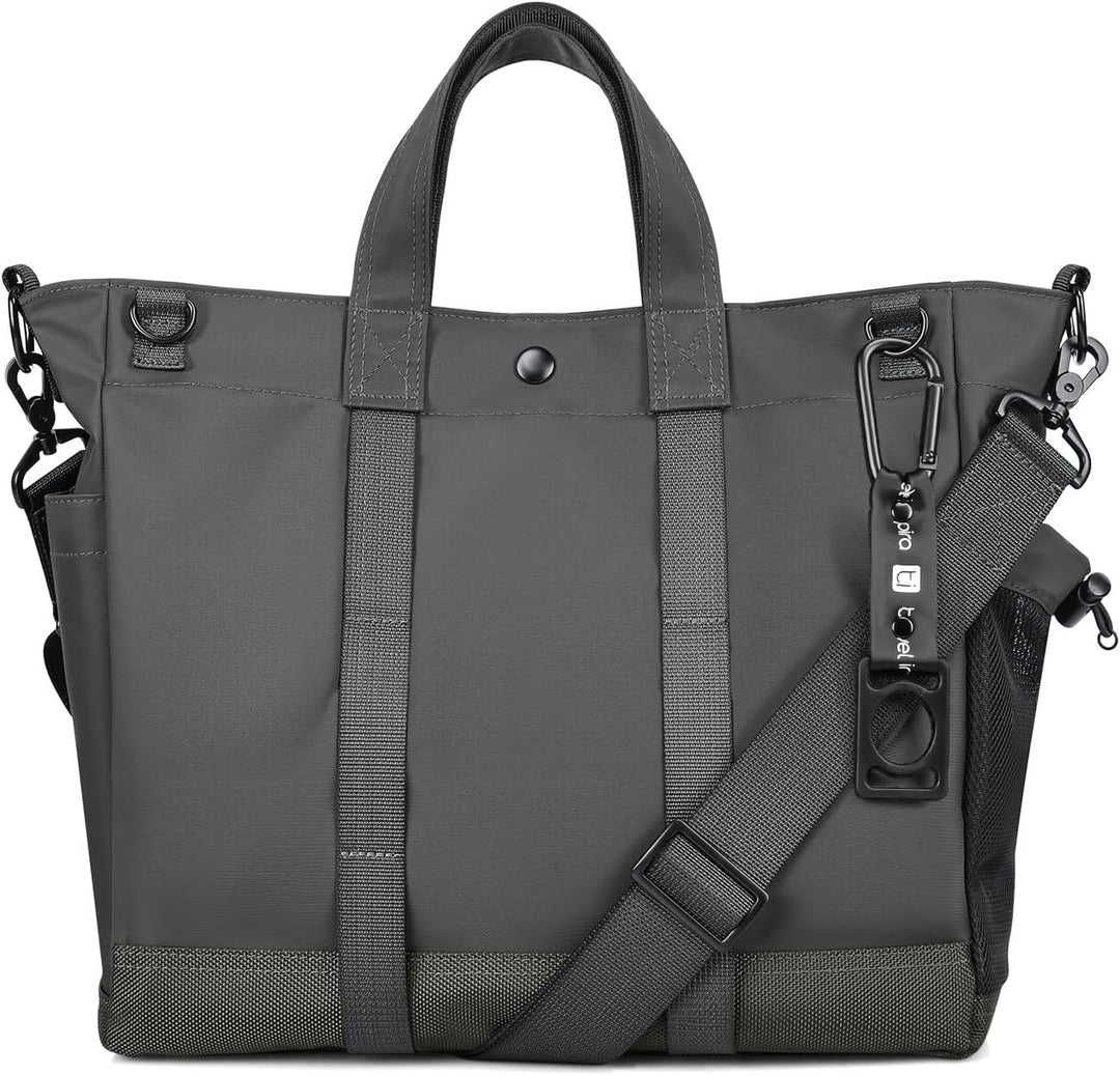 Grijze MetroCarry unisex laptop schoudertas met meerdere vakken en verstelbare band, ideaal voor pendelaars.
