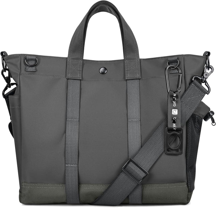 Grijze MetroCarry unisex laptop schoudertas met meerdere vakken en verstelbare band, ideaal voor pendelaars.