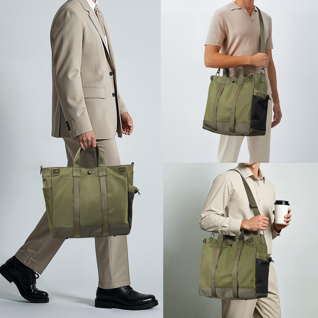 MetroCarry totebag, grijs, met verstelbare band en meerdere vakken; een ideale georganiseerde laptoptas.