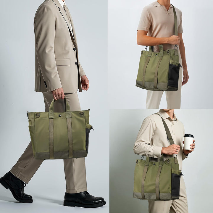 MetroCarry totebag, grijs, met verstelbare band en meerdere vakken; een ideale georganiseerde laptoptas.