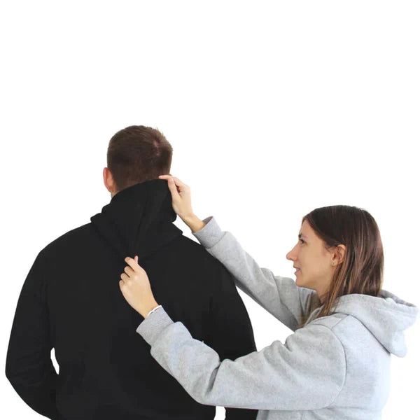 Zwarte verwarmde hoodie (XL) biedt comfort en optimale warmte; perfect voor uniseks gebruik.