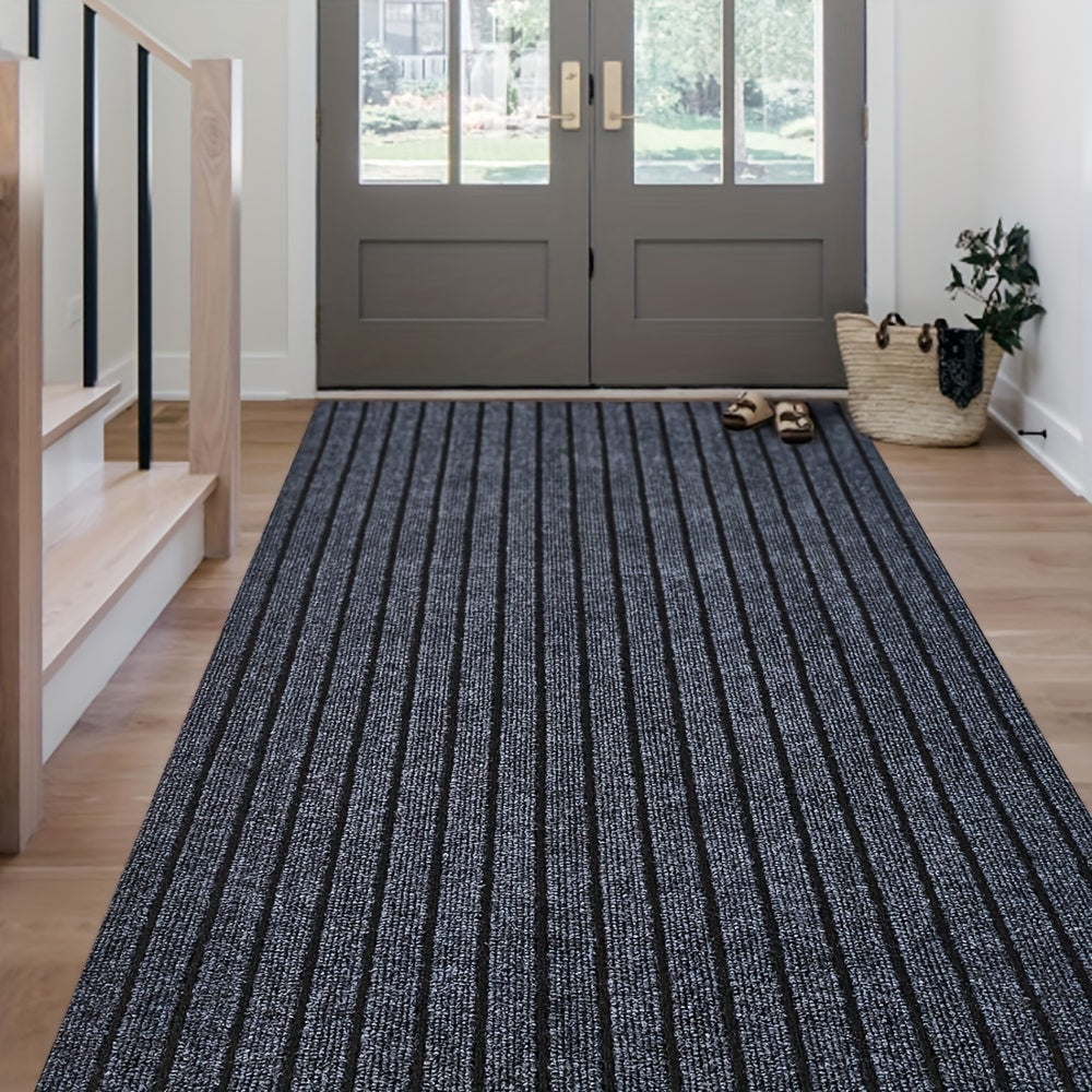 Gestreepte GripLuxe loper, antislip en wasbaar tapijt voor veilige doorgang, geschikt binnen & buiten.