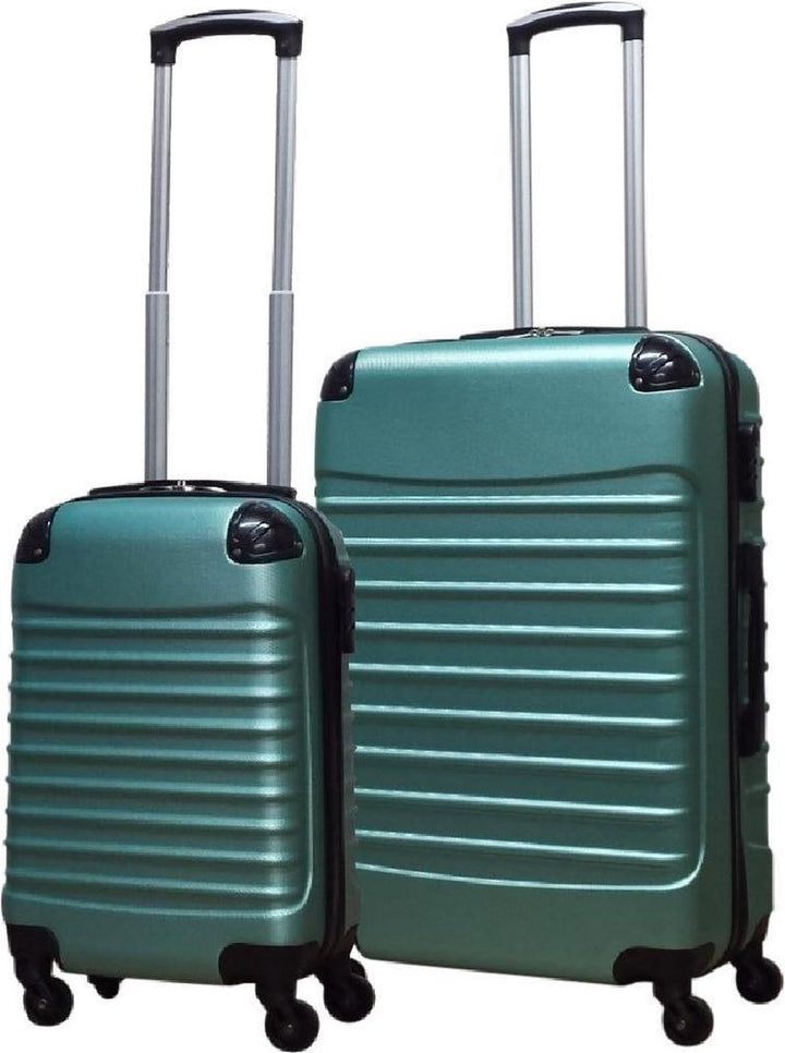 Lichtgewicht groene ABS koffer set, perfect voor vakantie en reizen. Duurzame hardcase trolley.