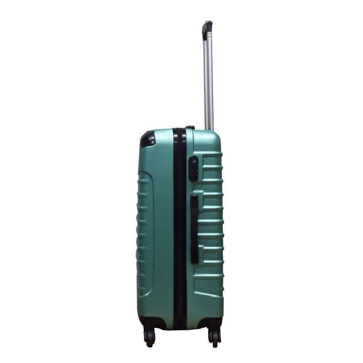 Complete groene ABS kofferset met trolleys voor al je bagage. Perfect voor elke vakantie of reis.