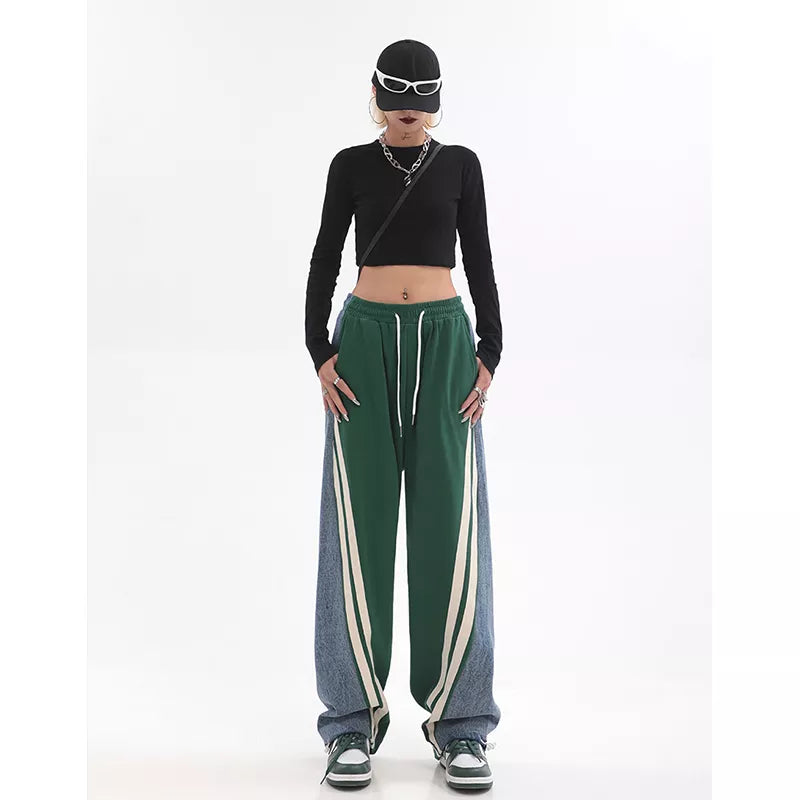 Vrijetijdskleding: comfortabele groene dames joggingbroek met hoge taille. Trendy en sportief.