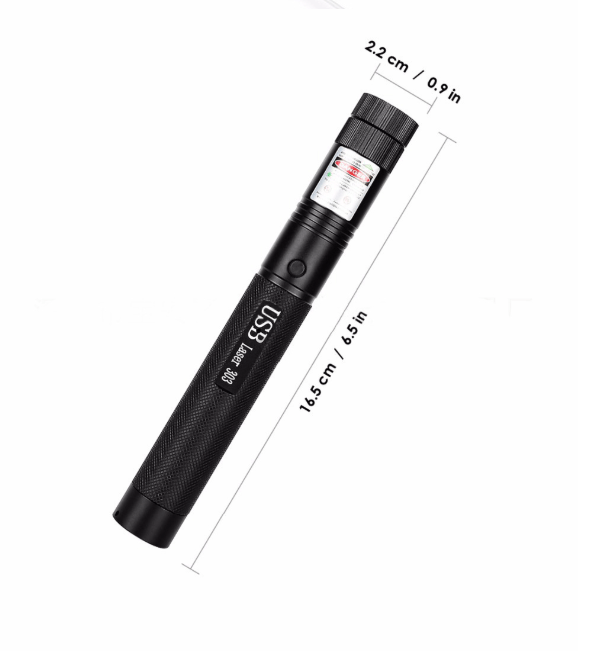 Veilige laserpointer met kinderslot en instelbare focus, groen, voor diverse toepassingen.