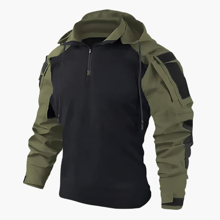 Groene tactische outdoor heren jas, wind- en waterdicht. Ideaal voor avontuurlijke kleding.