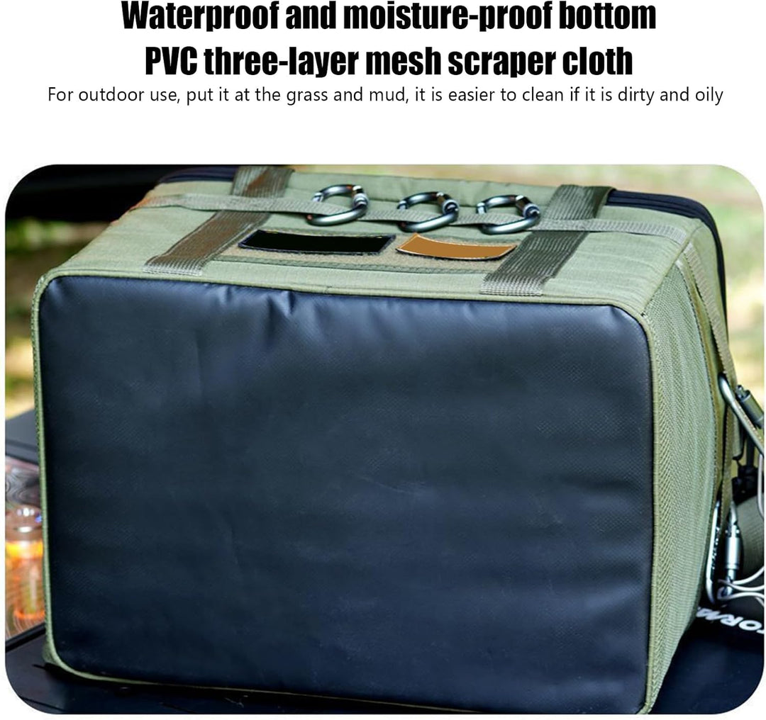 Robuuste groene Tarvos campingtas (36L) met duurzaam, waterbestendig materiaal voor langdurig outdoor gebruik.