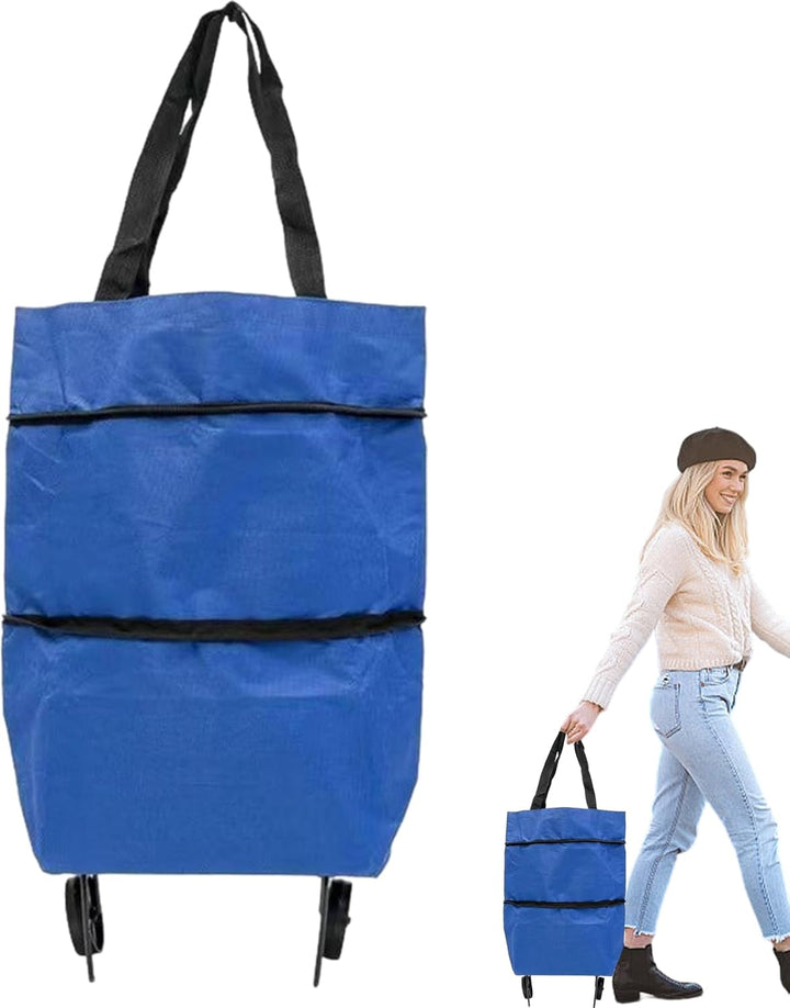 Herbruikbare tas op wielen, vermindert plastic afval.