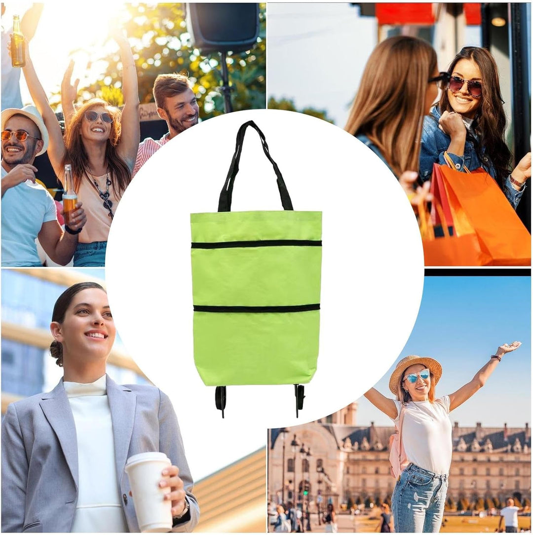 Herbruikbare opvouwbare tas op wielen, een slim alternatief voor plastic tassen.