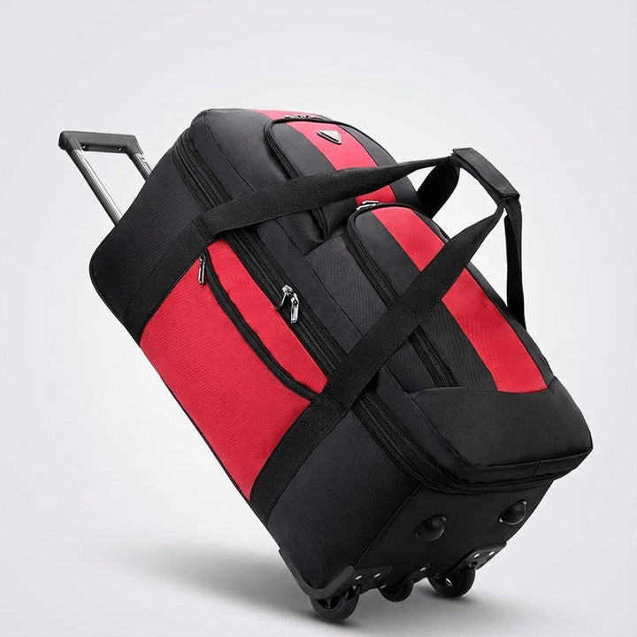 Robuuste opvouwbare trolley met duurzame wielen, een betrouwbare reistas voor elke bestemming.