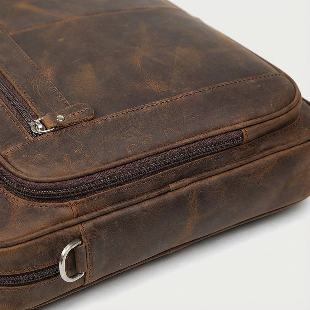 Durabinder laptoptas, ruime professionele bruine werktas voor 17 inch laptops. Perfect als documenten- en schoudertas.