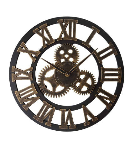 Tijdloze houten wandklok in retro industriële stijl, een origineel cadeau voor woondecoratie.